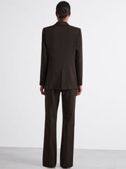 Reiss Brown Lena Atelier Double-Breasted Virgin-Wool Blend Suit Jacket - Image 4 of 5