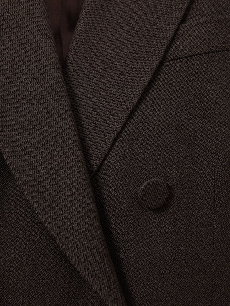 Reiss Brown Lena Atelier Double-Breasted Virgin-Wool Blend Suit Jacket - Image 5 of 5