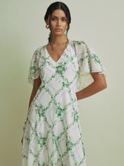 Florere Sheer Sleeve Cape Detail Maxi Dress - Image 1 of 6