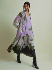Florere Pleated Tie Neck Maxi Dress - Image 1 of 7