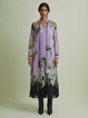 Florere Pleated Tie Neck Maxi Dress - Image 4 of 7