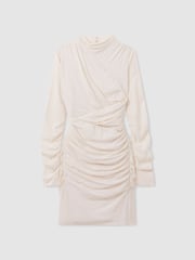 Reiss Pale Pink Kitty Ruched Mini Dress - Image 2 of 6