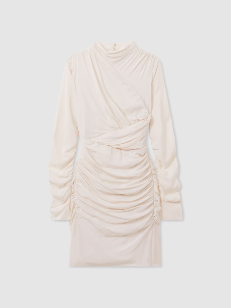 Reiss Pale Pink Kitty Ruched Mini Dress - Image 2 of 6