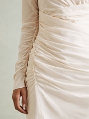Reiss Pale Pink Kitty Ruched Mini Dress - Image 4 of 6