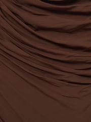 Reiss Chocolate Kelly Jersey Ruched Midi Dress - Image 6 of 6