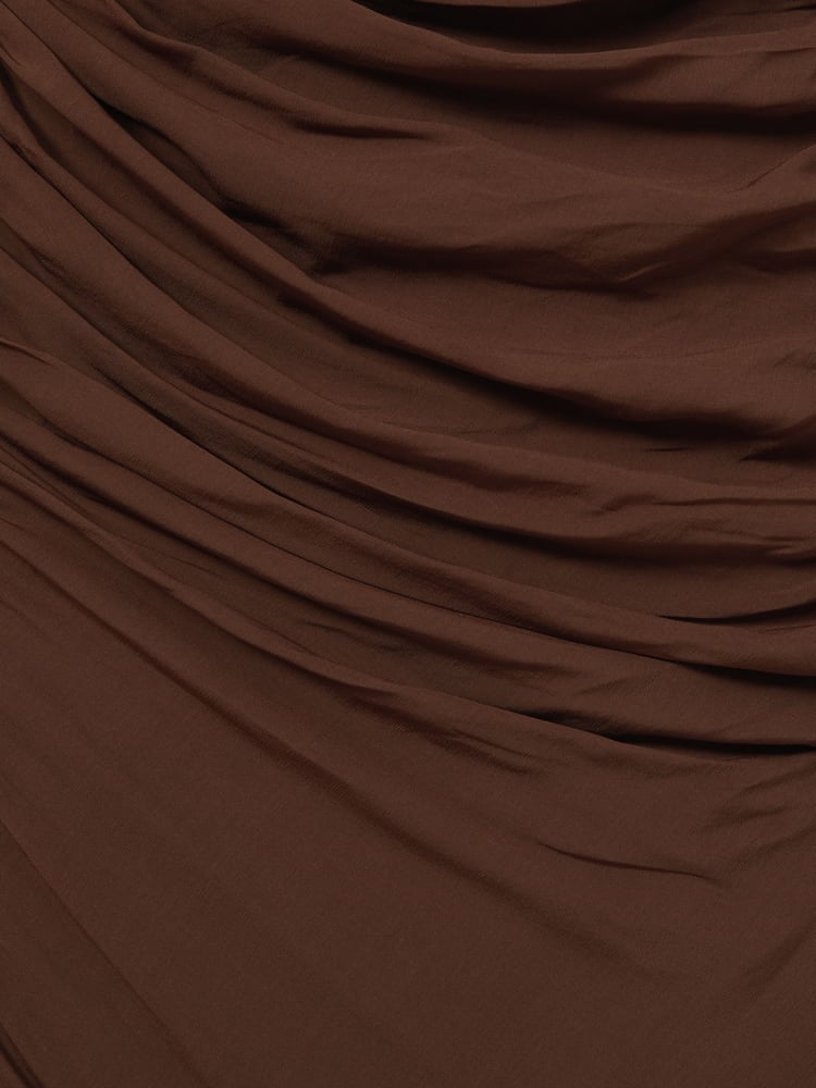 Reiss Chocolate Kelly Jersey Ruched Midi Dress - Image 6 of 6