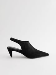 Black Standard Fit Forever Comfort® Point Toe Sling Back High Cut Heels - Image 5 of 9