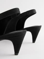 Black Standard Fit Forever Comfort® Point Toe Sling Back High Cut Heels - Image 6 of 9