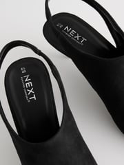 Black Standard Fit Forever Comfort® Point Toe Sling Back High Cut Heels - Image 7 of 9
