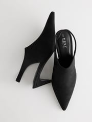 Black Standard Fit Forever Comfort® Point Toe Sling Back High Cut Heels - Image 9 of 9