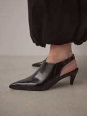 Chocolate Brown Standard Fit Forever Comfort® Point Toe Sling Back High Cut Heels - Image 1 of 10