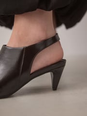 Chocolate Brown Standard Fit Forever Comfort® Point Toe Sling Back High Cut Heels - Image 4 of 10