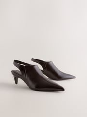 Chocolate Brown Standard Fit Forever Comfort® Point Toe Sling Back High Cut Heels - Image 6 of 10