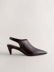 Chocolate Brown Standard Fit Forever Comfort® Point Toe Sling Back High Cut Heels - Image 7 of 10