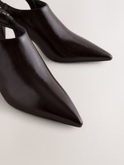 Chocolate Brown Standard Fit Forever Comfort® Point Toe Sling Back High Cut Heels - Image 9 of 10