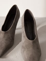 Grey Premium Leather High Cut Chisel Toe Court Shoes - Image 10 of 11