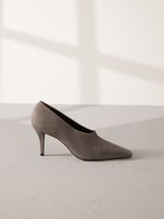 Grey Premium Leather High Cut Chisel Toe Court Shoes - Image 7 of 11