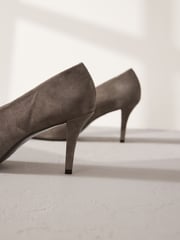 Grey Premium Leather High Cut Chisel Toe Court Shoes - Image 9 of 11
