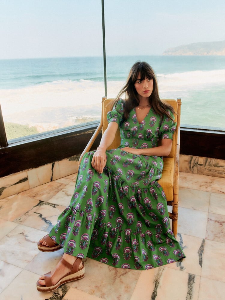 Boden Green Bella Puff Sleeve Maxi Dress - Image 1 of 6 Boden Green Bella Puff Sleeve Maxi Dress - Image 1 of 6