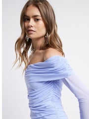 River Island Blue Bardot Mesh Midi Dress - Image 3 of 4
