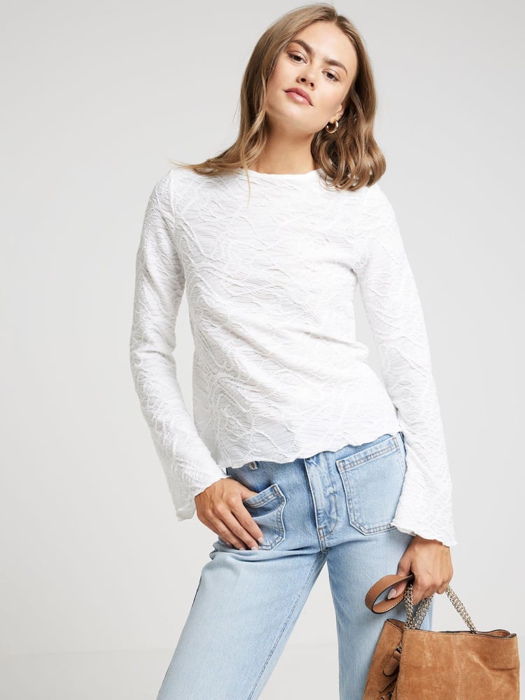 River Island Cream Textured Scoop Neck Top - Image 1 of 4 River Island Cream Textured Scoop Neck Top - Image 1 of 4