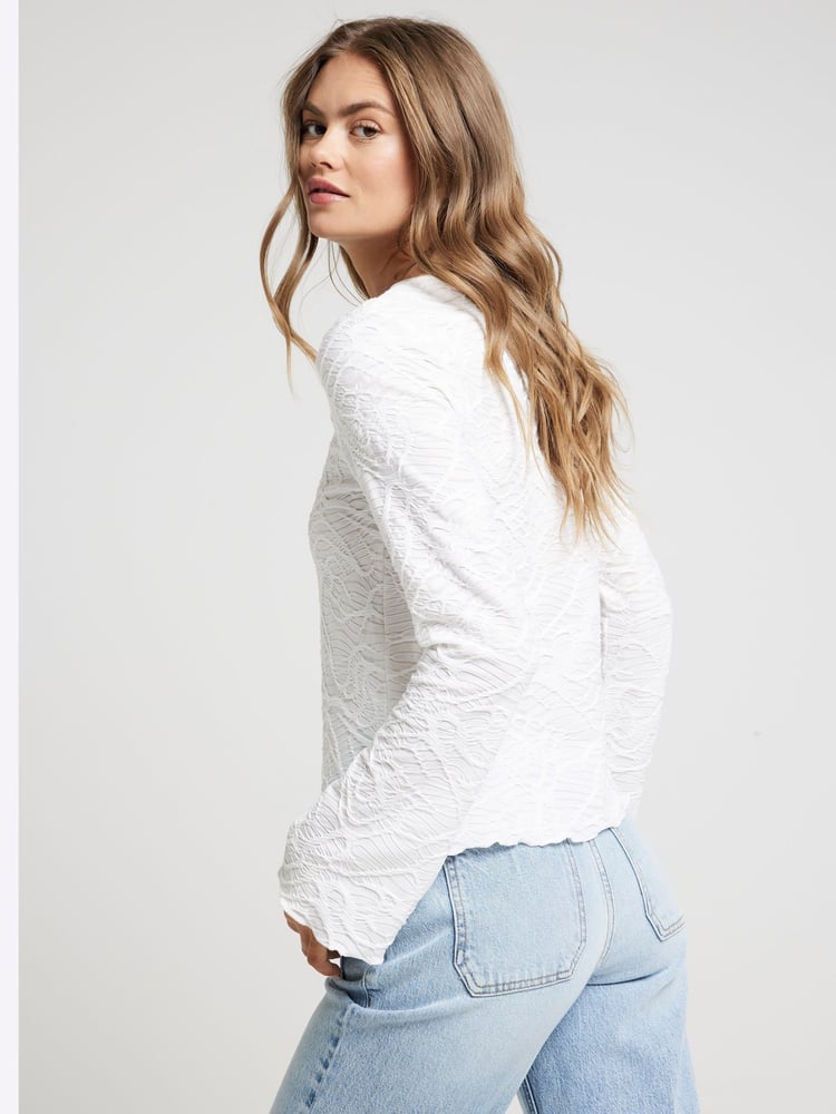 River Island Cream Textured Scoop Neck Top - Image 2 of 4 River Island Cream Textured Scoop Neck Top - Image 2 of 4