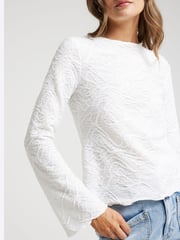 River Island Cream Textured Scoop Neck Top - Image 3 of 4