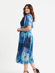 Scarlett & Jo Blue Victoria Angel Sleeve Mesh Midi Long Dress - Image 3 of 4