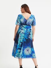 Scarlett & Jo Blue Victoria Angel Sleeve Mesh Midi Long Dress - Image 4 of 4