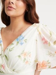 Scarlett & Jo Cream Victoria Angel Sleeve Mesh Midi Long Dress - Image 2 of 4