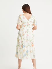 Scarlett & Jo Cream Victoria Angel Sleeve Mesh Midi Long Dress - Image 4 of 4
