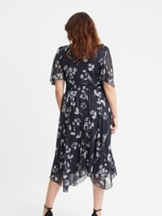 Scarlett & Jo Off Black Julie Wine Cream Hanky Hem Dress - Image 4 of 4