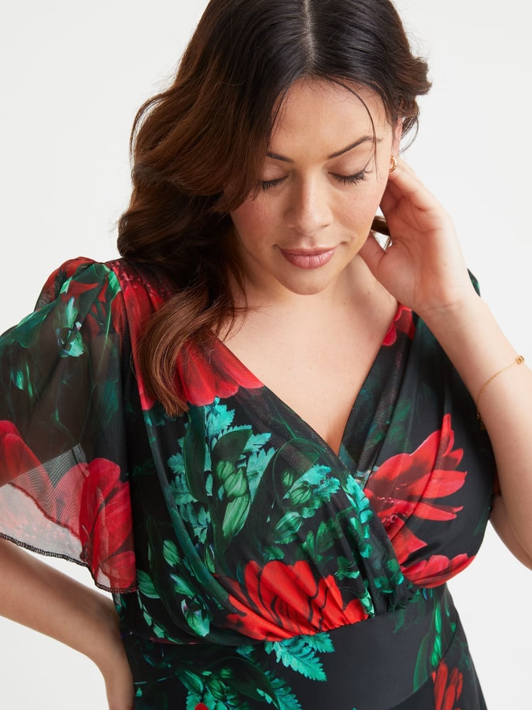 Scarlett & Jo Black Isabelle Angel Sleeve Maxi Dress - Image 2 of 4