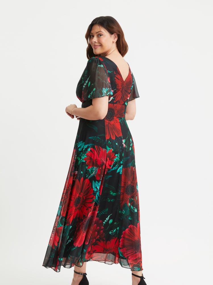 Scarlett & Jo Black Isabelle Angel Sleeve Maxi Dress - Image 4 of 4