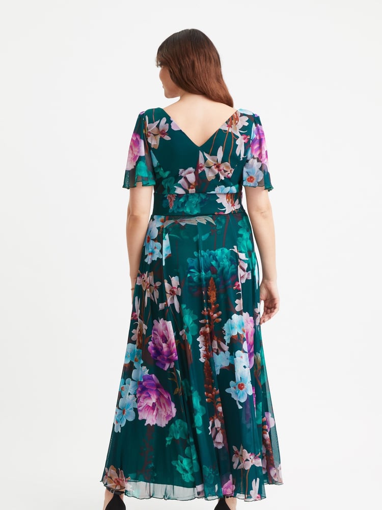 Scarlett & Jo Green Curve Isabelle Angel Sleeve Maxi Dress - Image 4 of 4