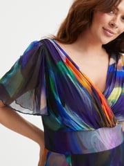 Scarlett & Jo multi Curve Isabelle Angel Sleeve Maxi Dress - Image 2 of 4