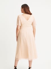 Scarlett & Jo Cream Victoria Dobby Spot Midi Dress - Image 4 of 4