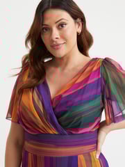 Scarlett & Jo Light Natural Isabelle Multi Stripe Float Sleeve Maxi Dress - Image 2 of 4