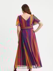 Scarlett & Jo Light Natural Isabelle Multi Stripe Float Sleeve Maxi Dress - Image 4 of 4