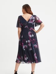 Scarlett & Jo Dark Black Victoria Angel Sleeve Mesh Midi long Dress - Image 4 of 4