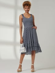 Jolie Moi Blue Ruffle Hem Strappy Sundress - Image 1 of 5