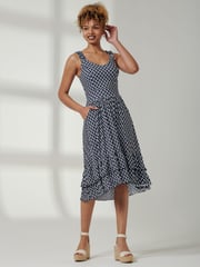 Jolie Moi Blue Ruffle Hem Strappy Sundress - Image 4 of 5