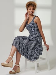 Jolie Moi Blue Ruffle Hem Strappy Sundress - Image 5 of 5