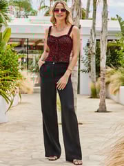 Sosandar Black Floral Print Vest Top - Image 3 of 5