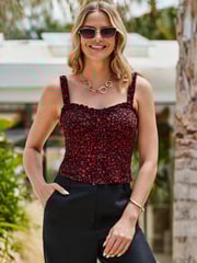 Sosandar Black Floral Print Vest Top - Image 4 of 5