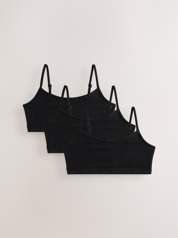 Black Strappy Crop Tops 3 Pack (5-16yrs) - Image 1 of 7