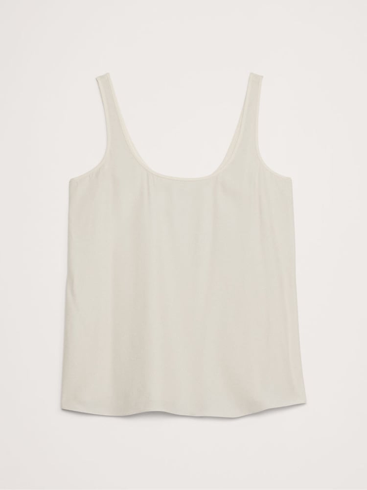 Banana Republic White 100% Silk Sleeveless Vest Top - Image 4 of 4 Banana Republic White 100% Silk Sleeveless Vest Top - Image 4 of 4