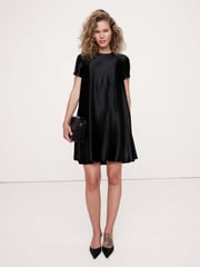 Banana Republic Black Aurelia Satin Trapeze Mini Dress - Image 1 of 1