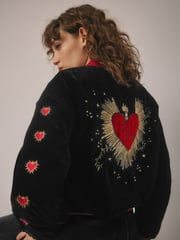 Schwarz - Rockett St George – Bomberjacke aus Samt mit Stickerei - Bild 1 von 8