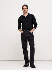 Banana Republic Black Merino Wool Italian Jumper Polo - Image 1 of 5